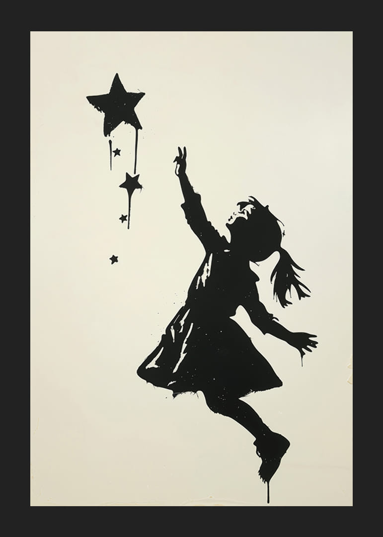 En silhuett av en flicka som sträcker sig mot stjärnorna-12