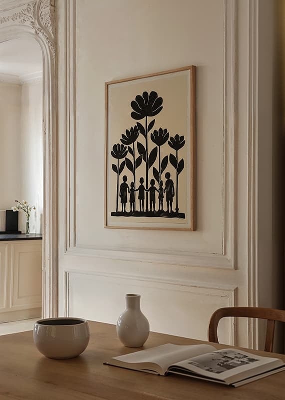 Silhouettes unite under large flowers, creating togetherness-12