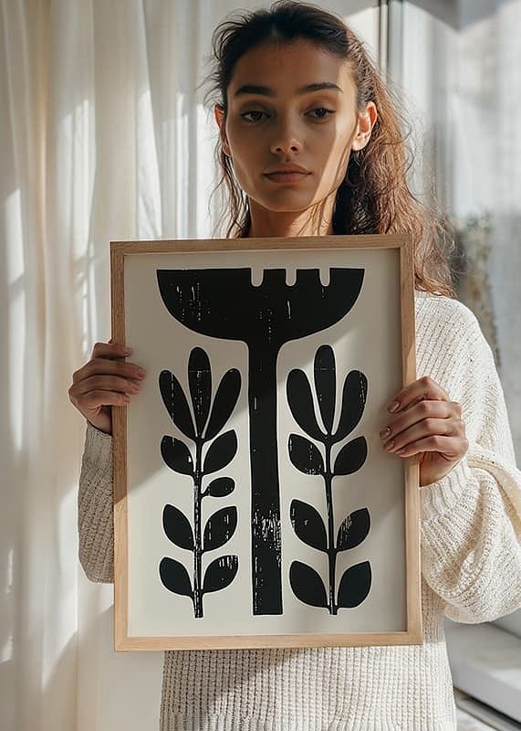 Elegant sort og hvid kontrast af stiliserede planter-12