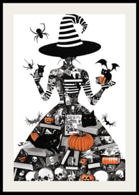 Mysterious witch surrounded by symbols of Halloween and magic-2