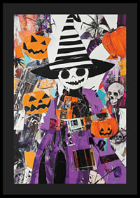 Värikäs Halloween-juliste kurpitsoilla ja noitahatulla-4
