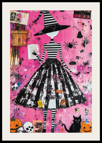 En färgstark häxkonst på en rosa bakgrund med mystisk charm-2