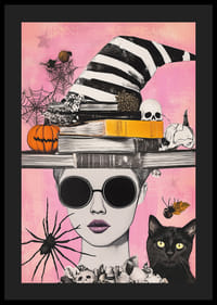 En fantasifull blandning av halloweenmotiv på en färgglad bakgrund-4