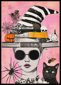 Un amestec imaginativ de motive de Halloween pe un fundal colorat-2