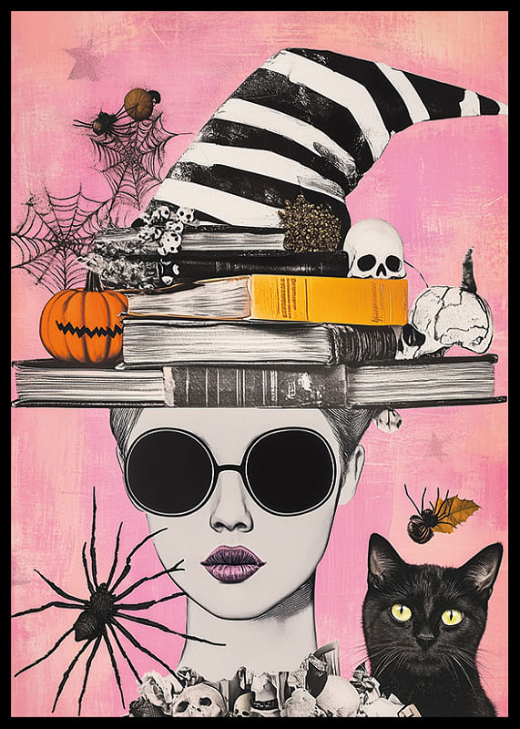 Un amestec imaginativ de motive de Halloween pe un fundal colorat-12