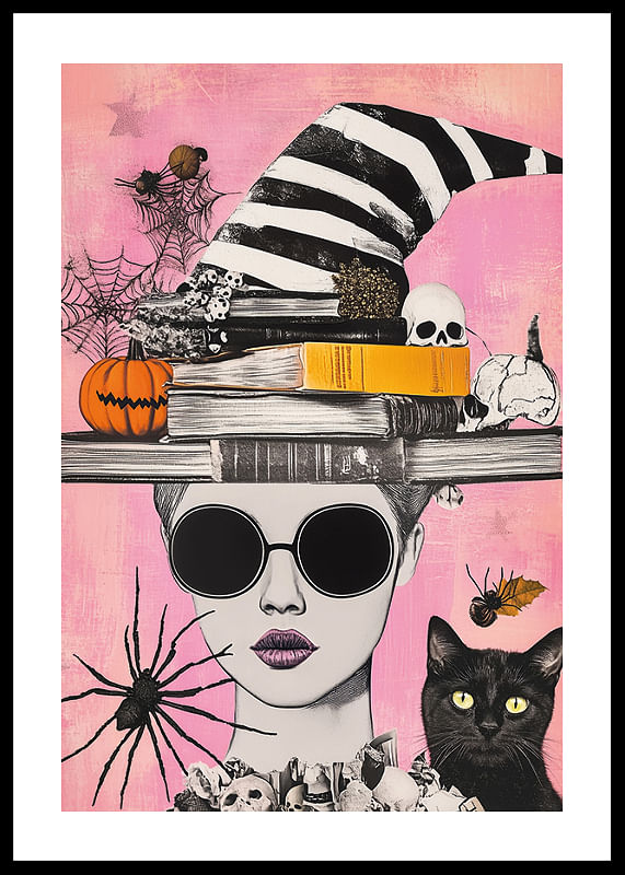Un amestec imaginativ de motive de Halloween pe un fundal colorat-12