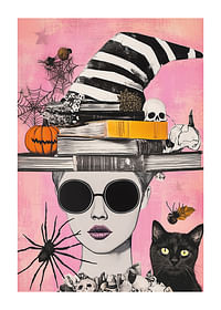 Un amestec imaginativ de motive de Halloween pe un fundal colorat-1