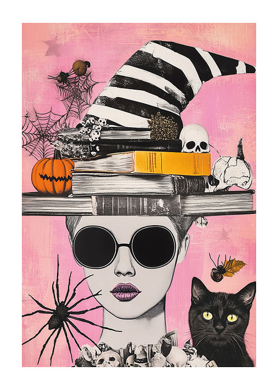 Un amestec imaginativ de motive de Halloween pe un fundal colorat-12