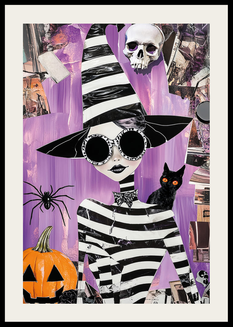 Colorful and imaginative poster with mysterious witch and Halloween theme-12