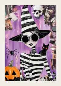 Colorful and imaginative poster with mysterious witch and Halloween theme-3
