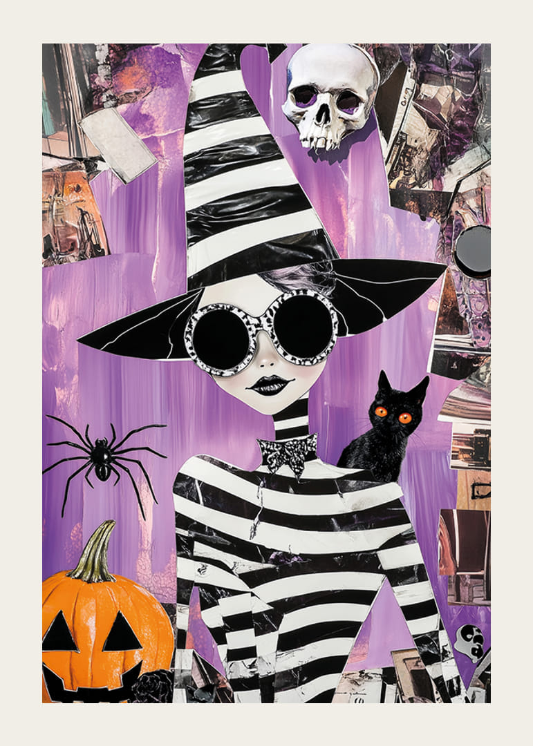 Colorful and imaginative poster with mysterious witch and Halloween theme-12
