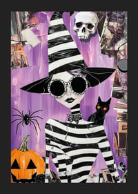 Colorful and imaginative poster with mysterious witch and Halloween theme-5