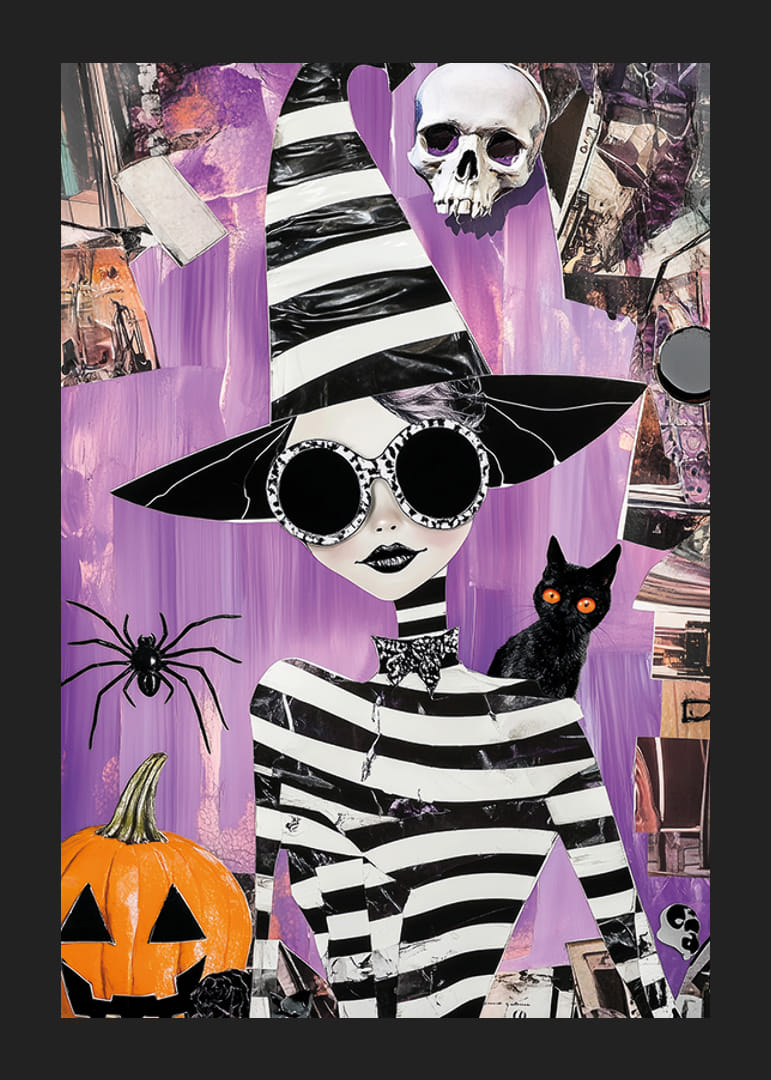 Colorful and imaginative poster with mysterious witch and Halloween theme-12