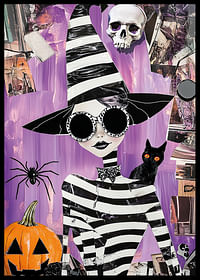 Poster colorat și imaginativ cu vrăjitoare misterioasă și temă de Halloween-2