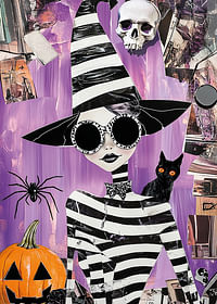 Poster colorat și imaginativ cu vrăjitoare misterioasă și temă de Halloween-3