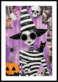 Poster colorat și imaginativ cu vrăjitoare misterioasă și temă de Halloween-0