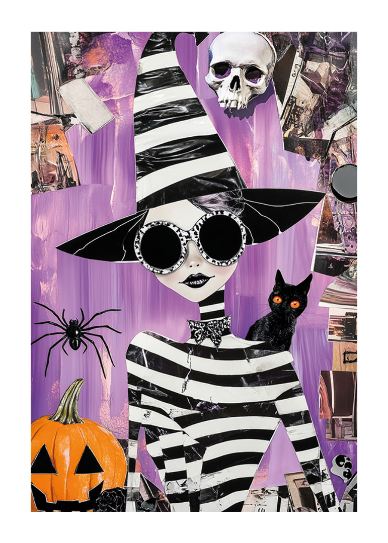 Värikäs ja mielikuvituksellinen juliste salaperäisellä noita- ja Halloween-teemalla-12