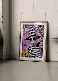 Poster colorat și imaginativ cu vrăjitoare misterioasă și temă de Halloween-4