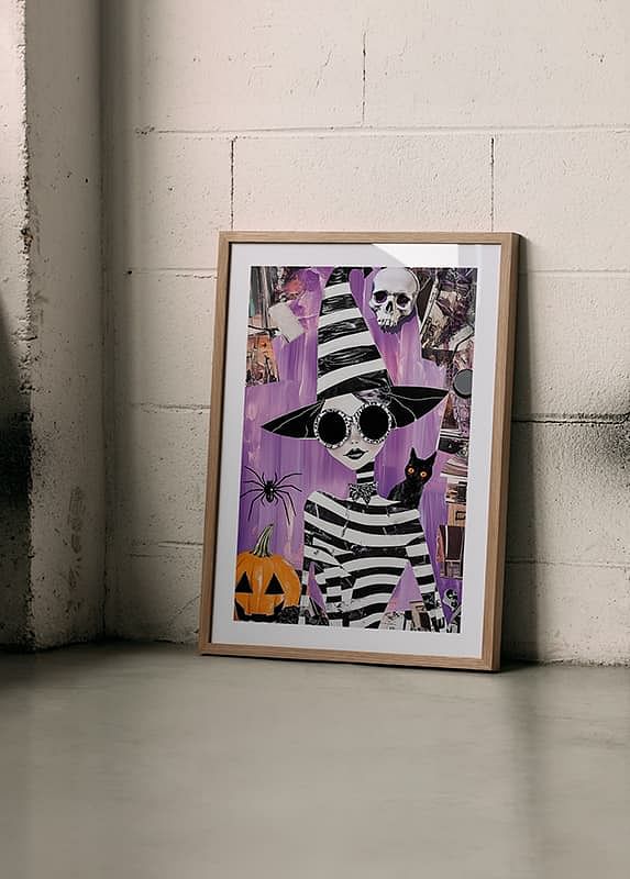 Poster colorat și imaginativ cu vrăjitoare misterioasă și temă de Halloween-12