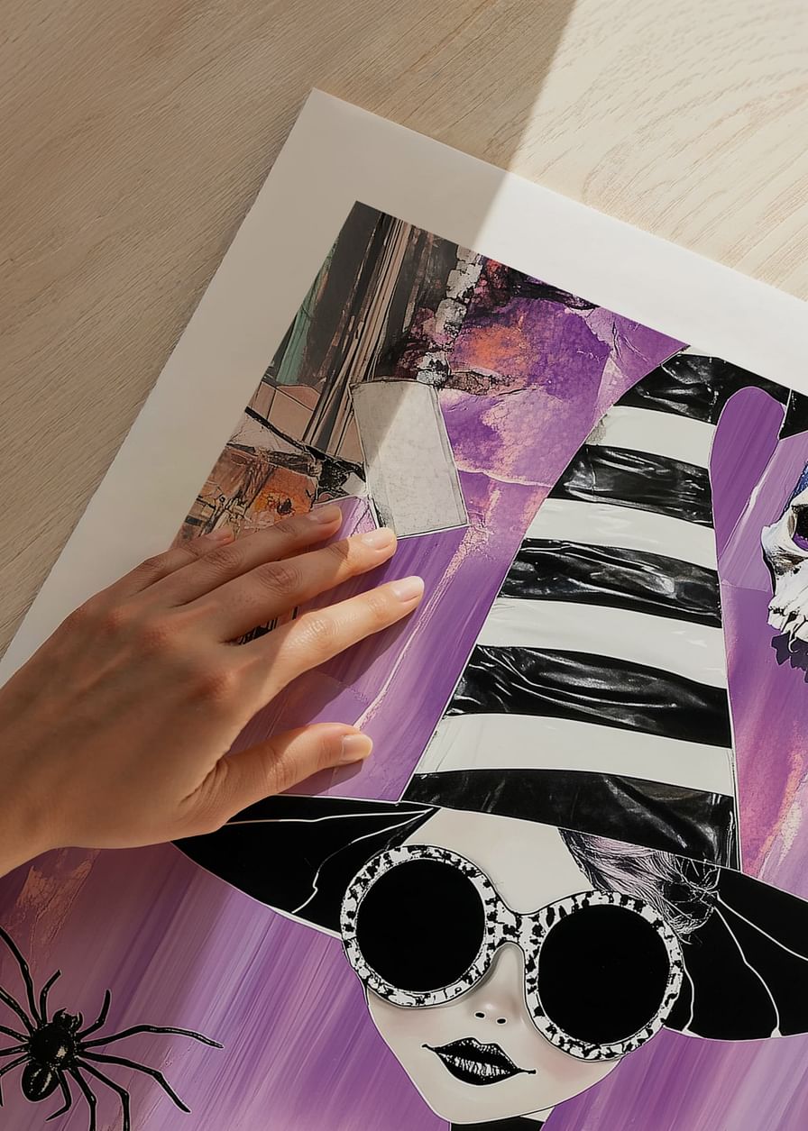Poster colorat și imaginativ cu vrăjitoare misterioasă și temă de Halloween-12