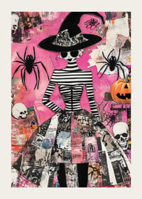 En elegant häxa bland färgsprakande spindlar och pumpor-3