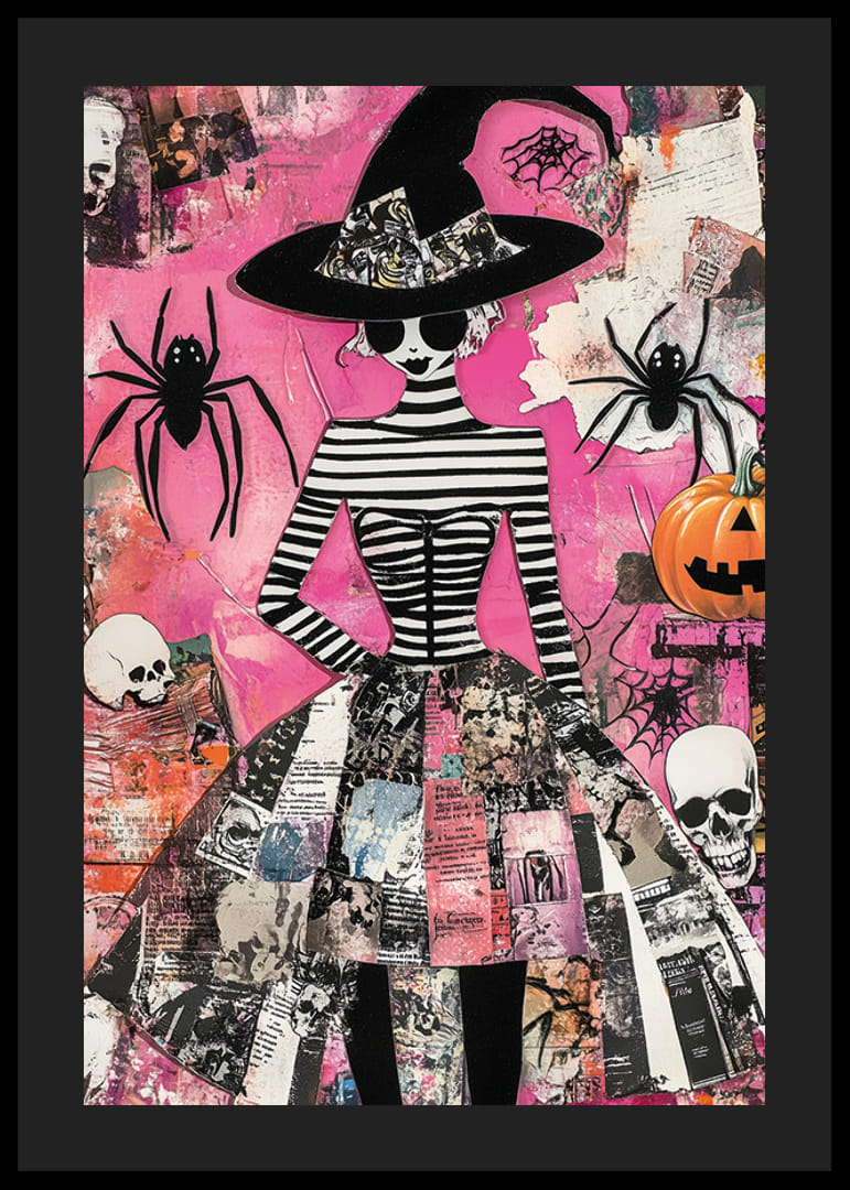 En elegant häxa bland färgsprakande spindlar och pumpor-12