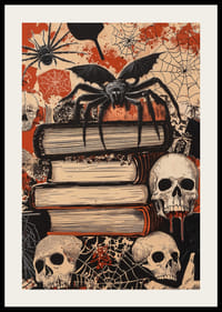 Scary poster with spiders and skulls in gothic style-2