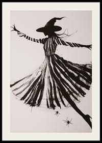 En silhuett av en dansande häxa sprider mystisk stämning-2