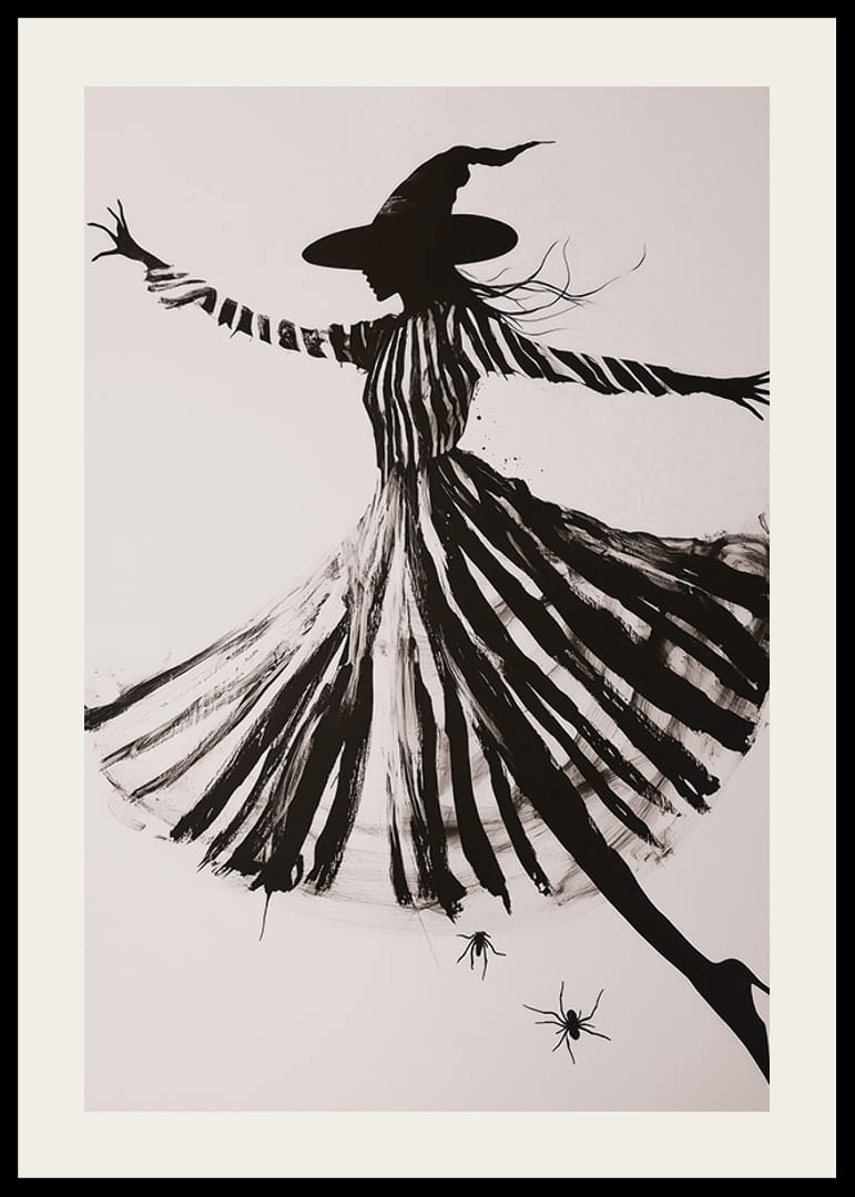 En silhuett av en dansande häxa sprider mystisk stämning-12