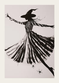 En silhuett av en dansande häxa sprider mystisk stämning-3