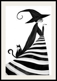 A magical poster with a black and white witch and an elegant cat-2