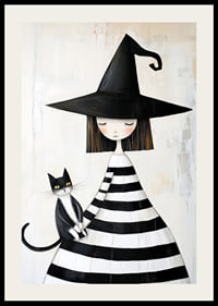 A little witch with a cat conveys calm and mystery-2