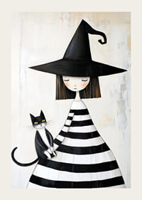 A little witch with a cat conveys calm and mystery-3