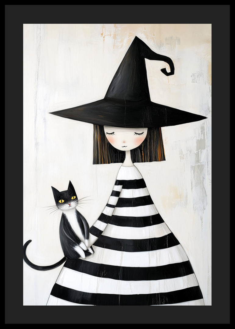 A little witch with a cat conveys calm and mystery-12