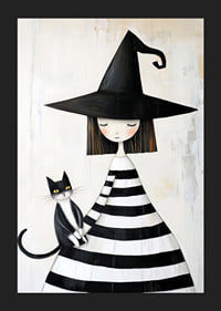 A little witch with a cat conveys calm and mystery-5