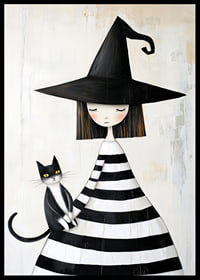 A little witch with a cat conveys calm and mystery-6