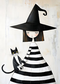A little witch with a cat conveys calm and mystery-7