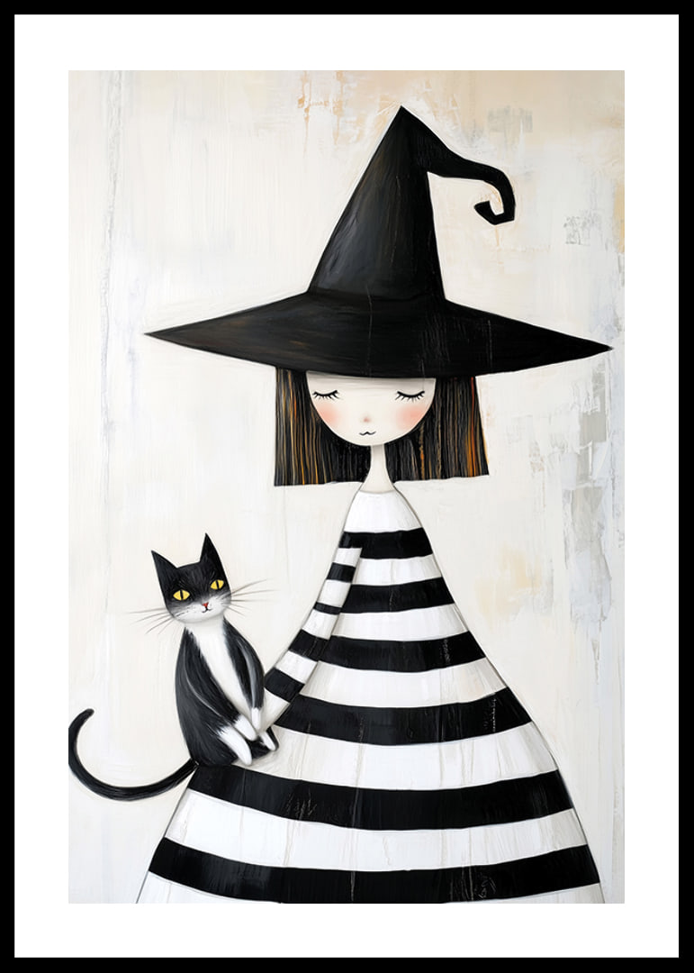 A little witch with a cat conveys calm and mystery-12
