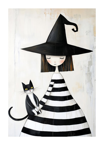 Poster Whimsical Witch And Cat