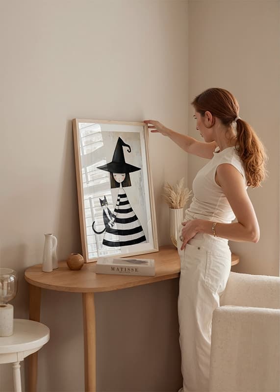 A little witch with a cat conveys calm and mystery-12