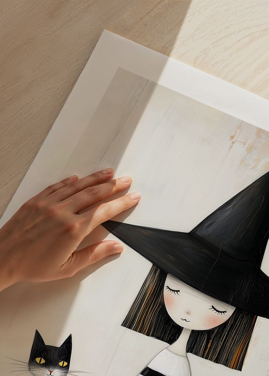 A little witch with a cat conveys calm and mystery-12
