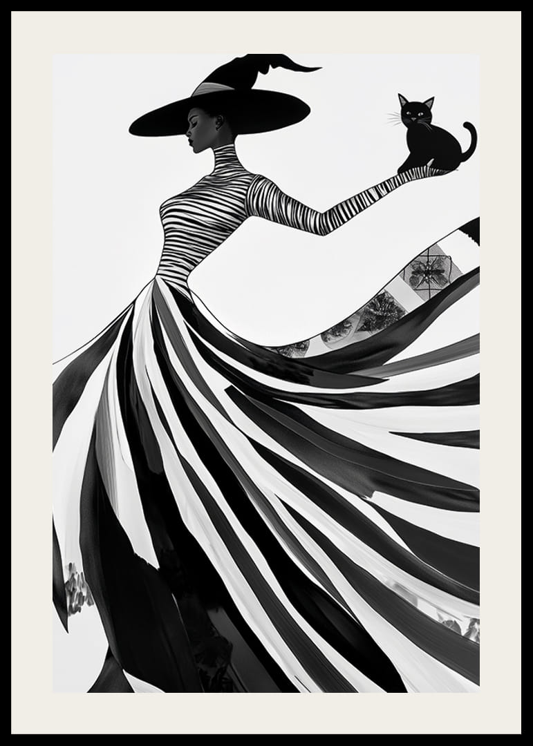 En mystisk siluett med elegant flöde av svart och vitt-12