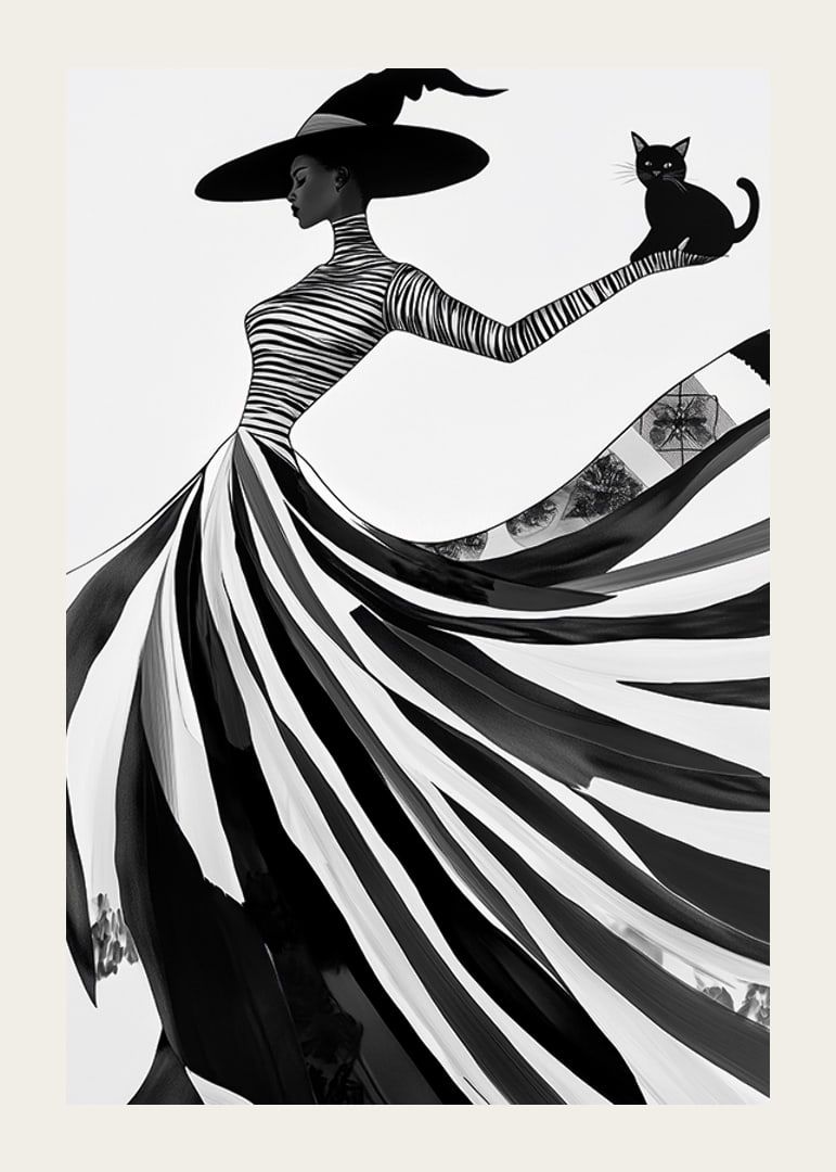 Eine geheimnisvolle Silhouette mit elegantem Fluss von Schwarz und Weiß-12