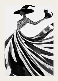 En mystisk siluett med elegant flöde av svart och vitt-3