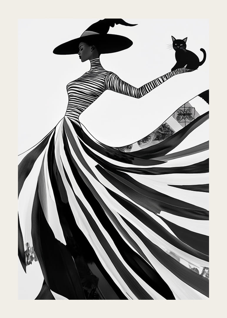 En mystisk siluett med elegant flöde av svart och vitt-12