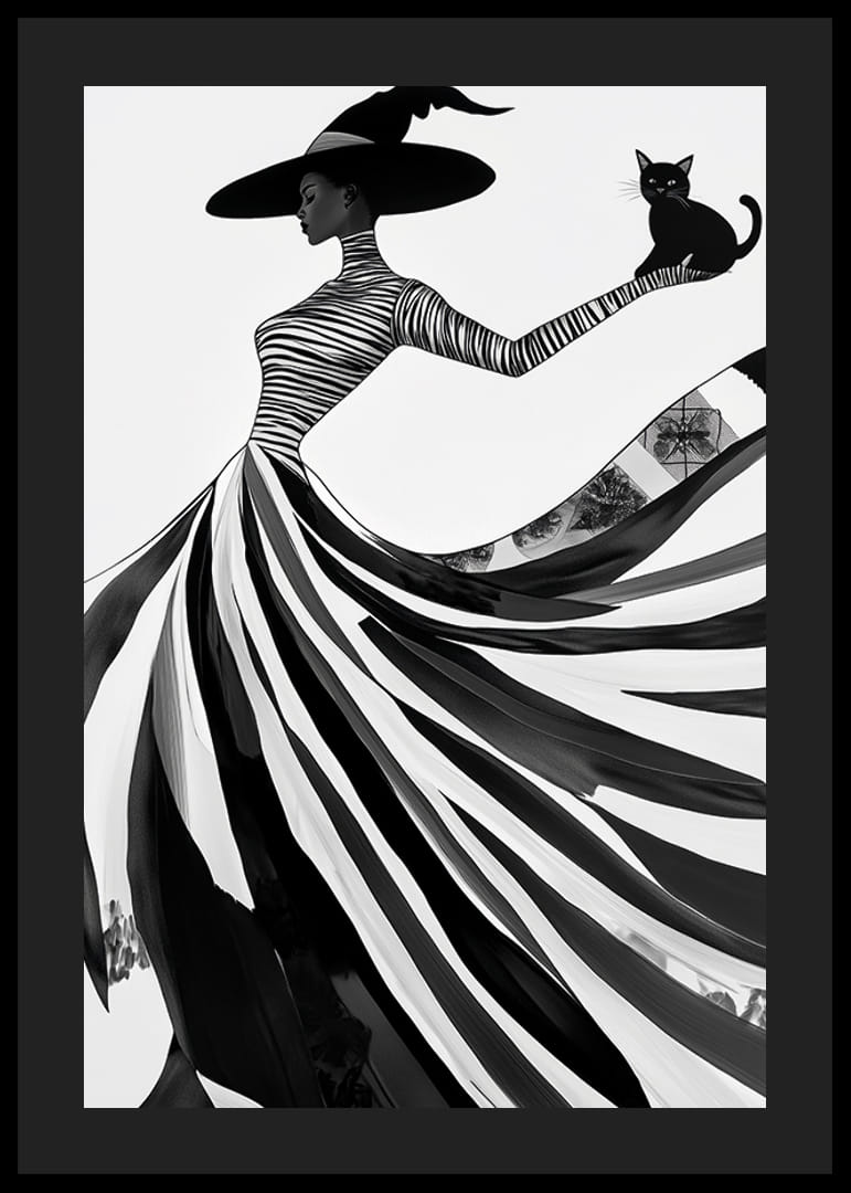 En mystisk siluett med elegant flöde av svart och vitt-12