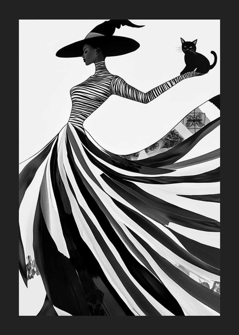 Eine geheimnisvolle Silhouette mit elegantem Fluss von Schwarz und Weiß-12