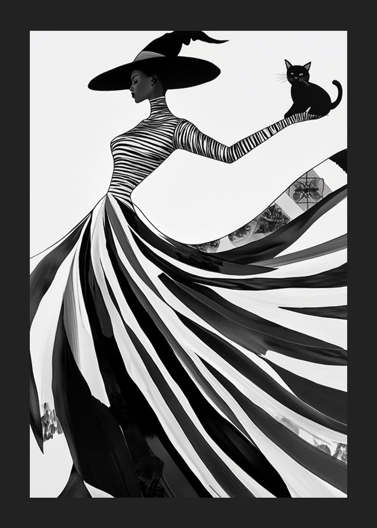 En mystisk siluett med elegant flöde av svart och vitt-12