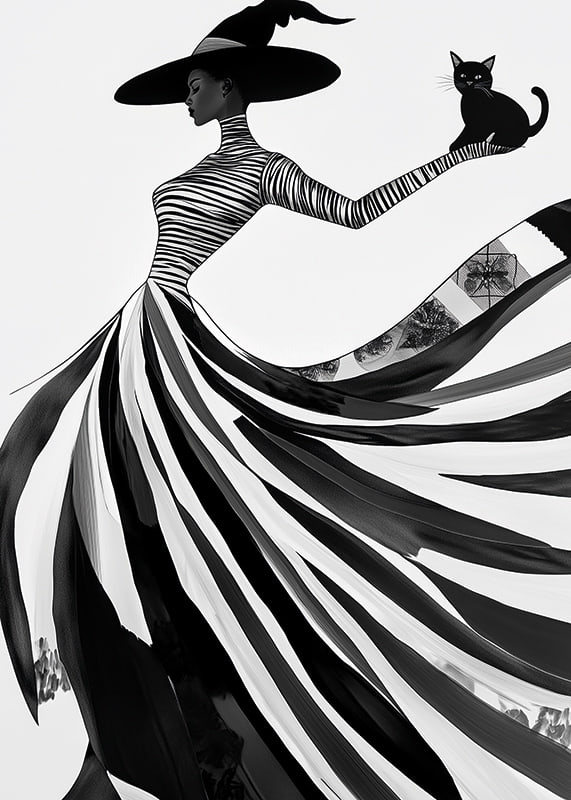 Eine geheimnisvolle Silhouette mit elegantem Fluss von Schwarz und Weiß-12