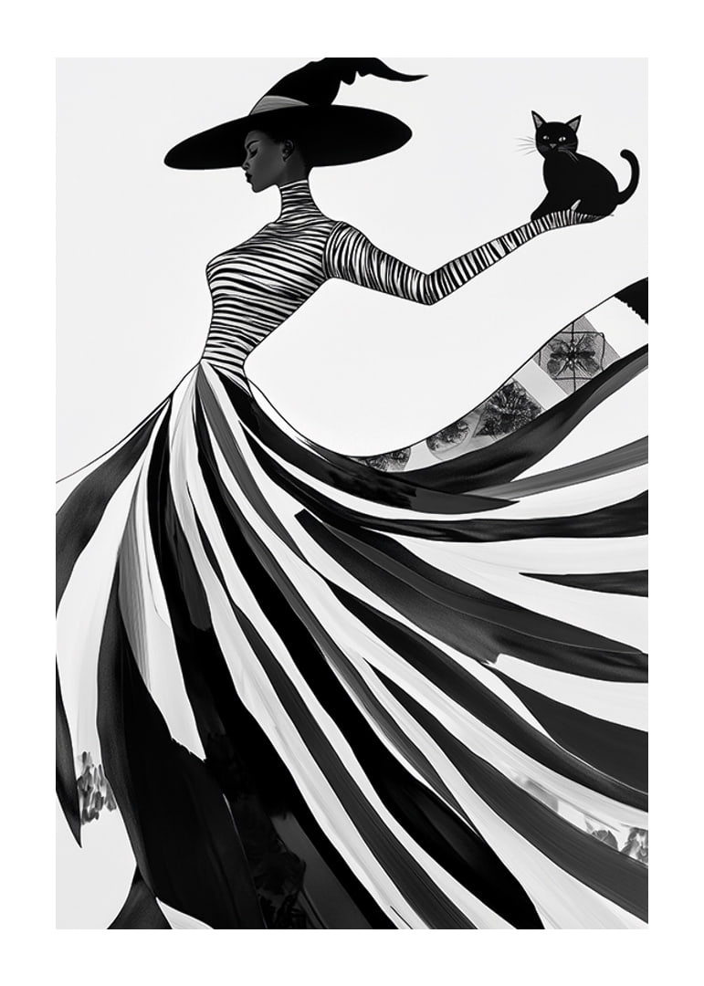 Eine geheimnisvolle Silhouette mit elegantem Fluss von Schwarz und Weiß-12